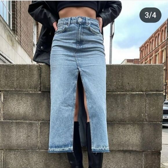 Nwt ZARA TRF LONG DENIM SKIRT medium - Picture 15 of 16